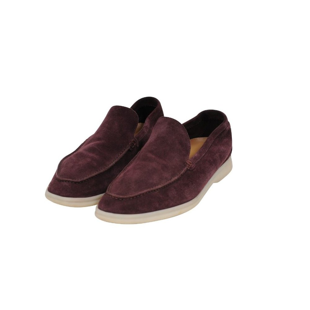 Loro Piana Mens Summer Walk Size US 8.5 41.5 Burgundy Red Suede Slip On Loafer - Picture 3 of 11